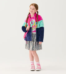 Hatley Sweaters | Girls Girls Colourblock Stripes Fuzzy Fleece Zip-Up Jacket