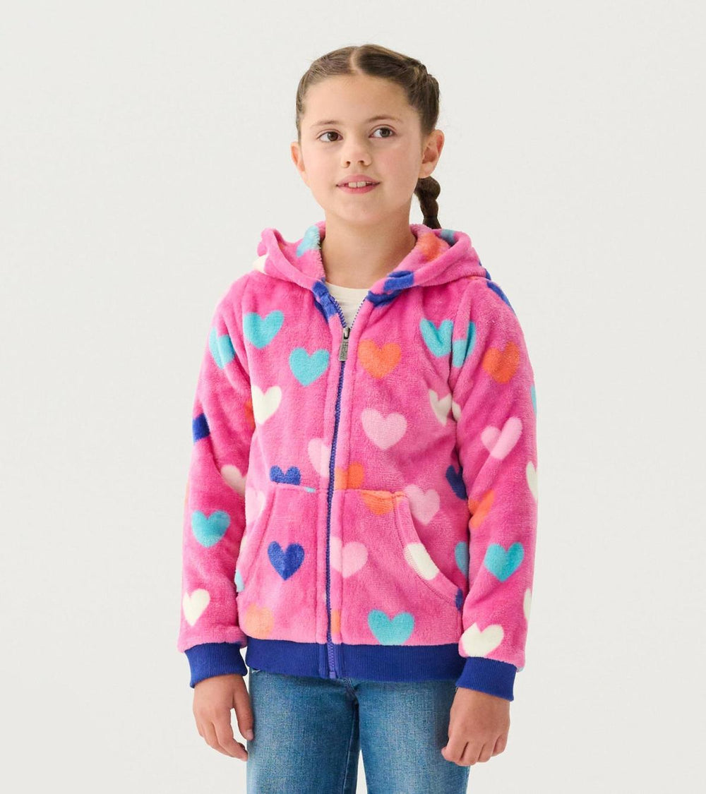 Hatley Sweaters | Girls Girls Hearts Fleece Zip-Up Hoodie
