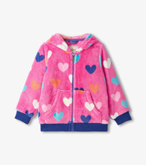 Hatley Sweaters | Girls Girls Hearts Fleece Zip-Up Hoodie