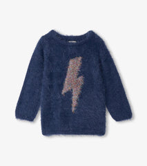 Hatley Sweaters | Girls Girls Metallic Lightning Furry Sweater