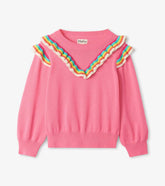 Hatley Sweaters | Girls Girls Pink Rainbow Ruffle Sweater