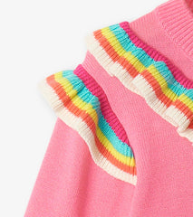 Hatley Sweaters | Girls Girls Pink Rainbow Ruffle Sweater