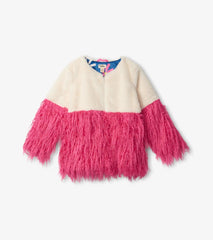 Hatley Sweaters | Girls Girls Sheer Pink Faux Fur Jacket