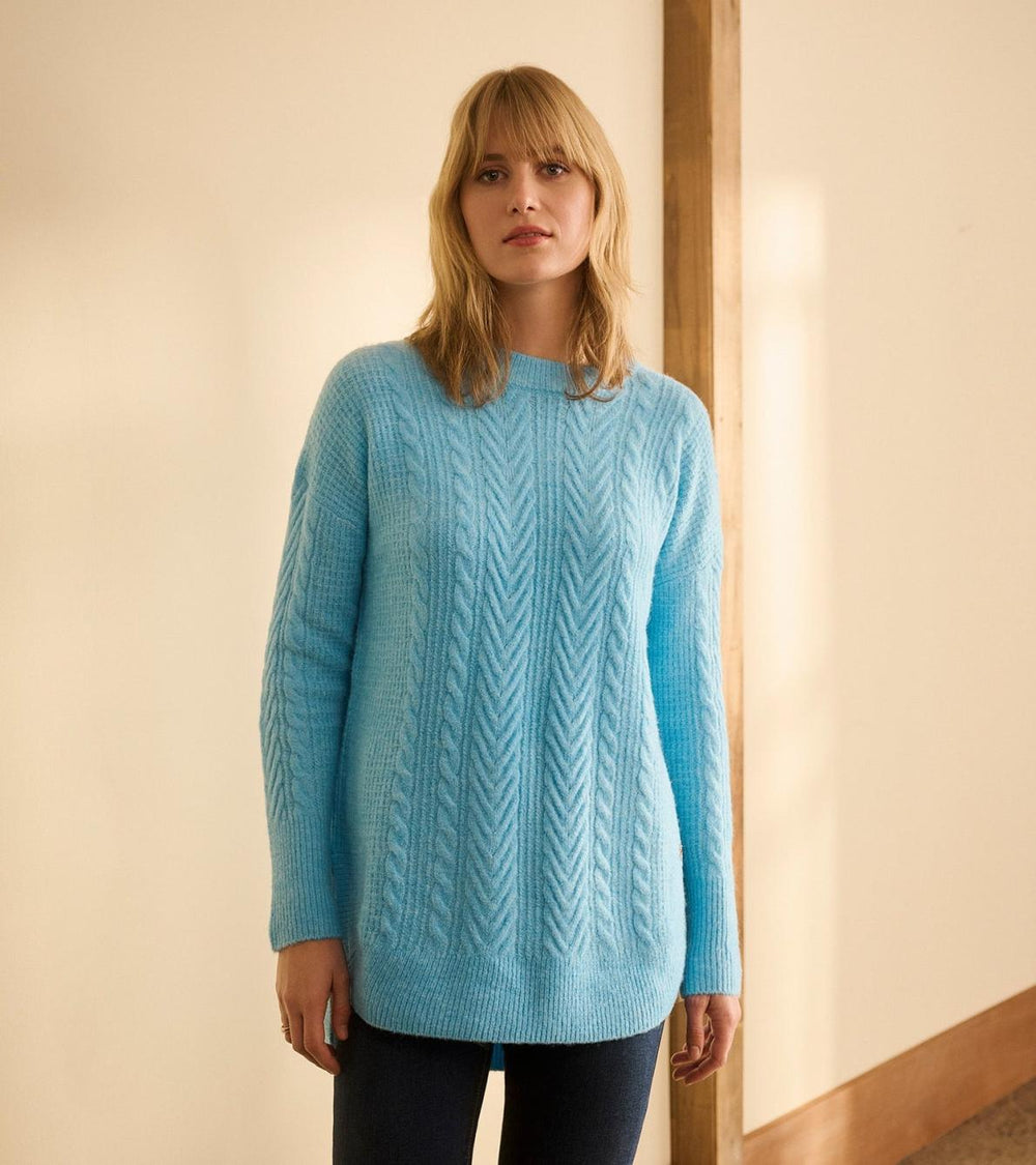 Hatley Sweaters | Women Cable Knit Tunic - Sky Blue