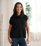 Hatley Sweaters | Women Cable Knit Vest - Black Caviar