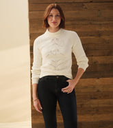 Hatley Sweaters | Women Petal Cable Sweater - Winter White