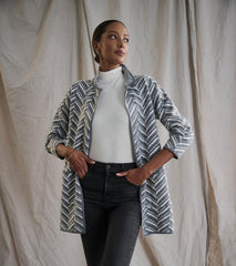 Hatley Sweaters | Women Sweater Blazer - Grey Chevron