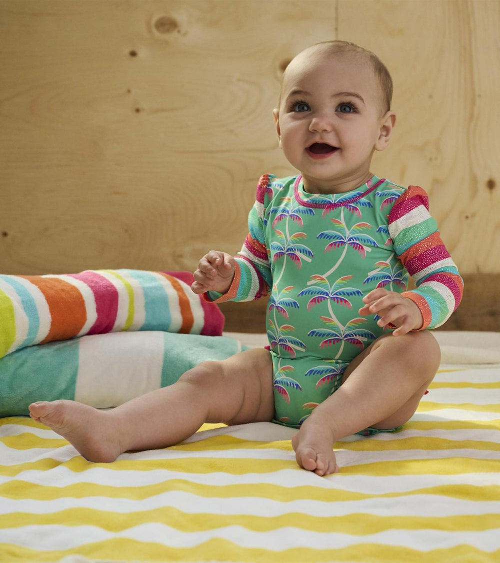 Hatley Swimwear | Baby & Toddler Baby Girls Rainbow Palm Rashguard Swimsuit