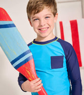 Hatley Swimwear | Boys Boys Malibu Blue Long Sleeve Rashguard