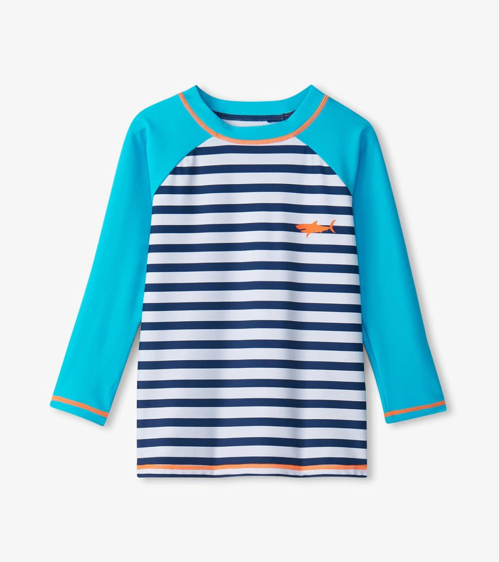 Hatley Swimwear | Boys Boys Shark Stripes Long Sleeve Rashguard