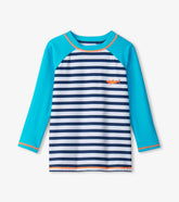 Hatley Swimwear | Boys Boys Shark Stripes Long Sleeve Rashguard