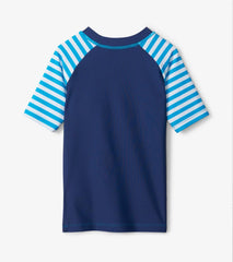 Hatley Swimwear | Boys Shark Stripes Short Sleeve Rashguard