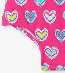 Hatley Swimwear | Girls Girls Pink Shibori Hearts Ruffle Sleeve Swimsuit