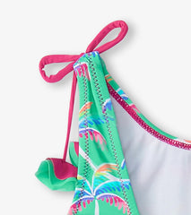 Hatley Swimwear | Girls Girls Rainbow Palm Shoulder Shoulder Bow Swimsuit