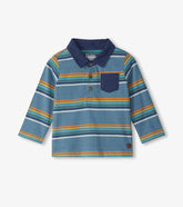 Hatley Tops | Baby & Toddler Baby & Toddler Boys Bluestone Stripes Long Sleeve Polo T-Shirt