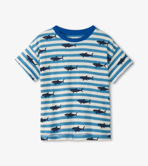 Hatley Tops | Baby & Toddler Baby & Toddler Boys Shark Stripes Slouchy Tee