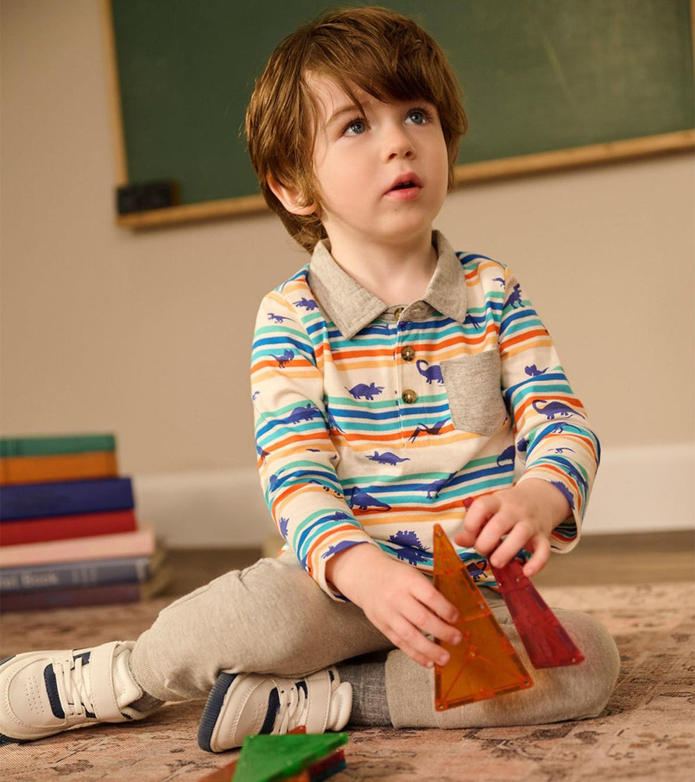 Hatley Tops | Baby & Toddler Mini Dinos Long Sleeve Polo T-Shirt