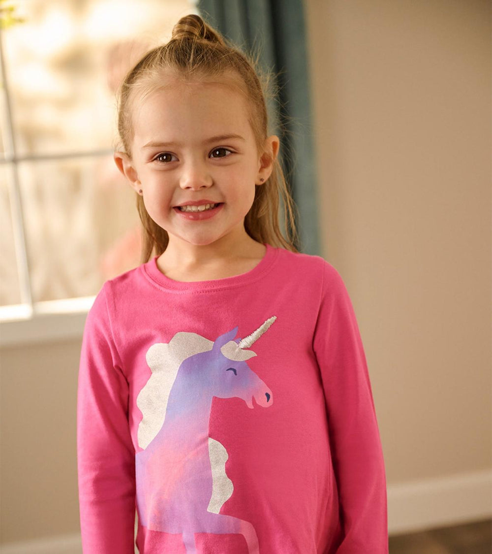 Hatley Tops | Baby & Toddler Rasberry Unicorn Long Sleeve T-Shirt