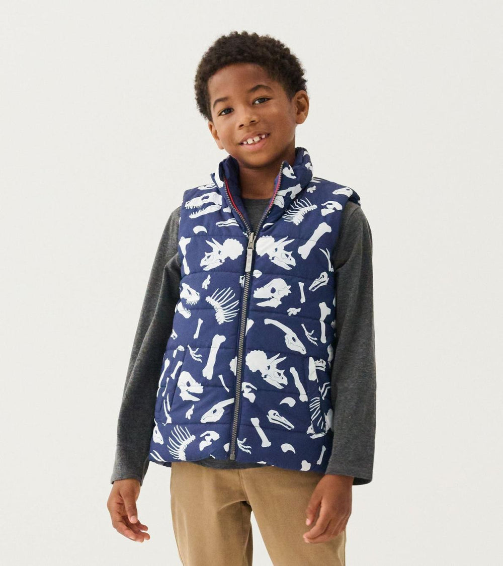 Hatley Tops | Boys Boys Dino Fossils Reversible Quilted Vest