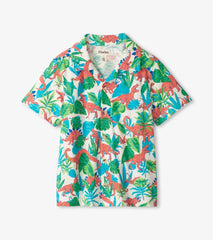 Hatley Tops | Boys Boys Jungle Dino Short Sleeve Jersey Button Down