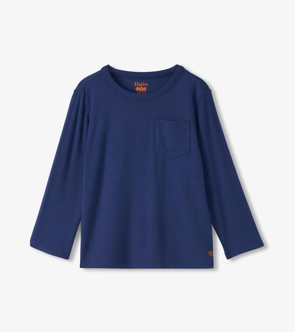 Hatley Tops | Boys Boys Patriot Blue Long Sleeve Bamboo T-Shirt