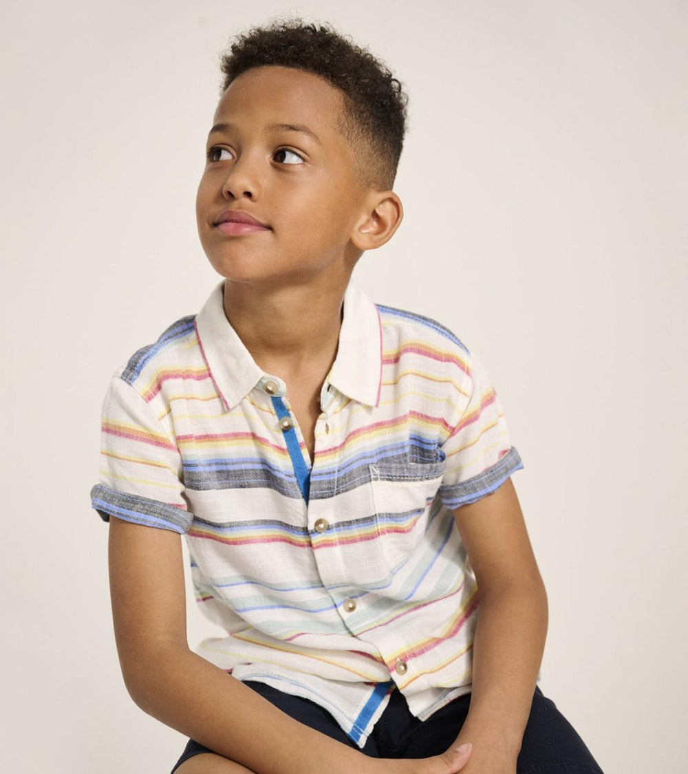 Hatley Tops | Boys Boys Summer Stripe Short Sleeve Button Down