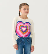 Hatley Tops | Girls Girls Layered Hearts Long Sleeve Graphic Tee