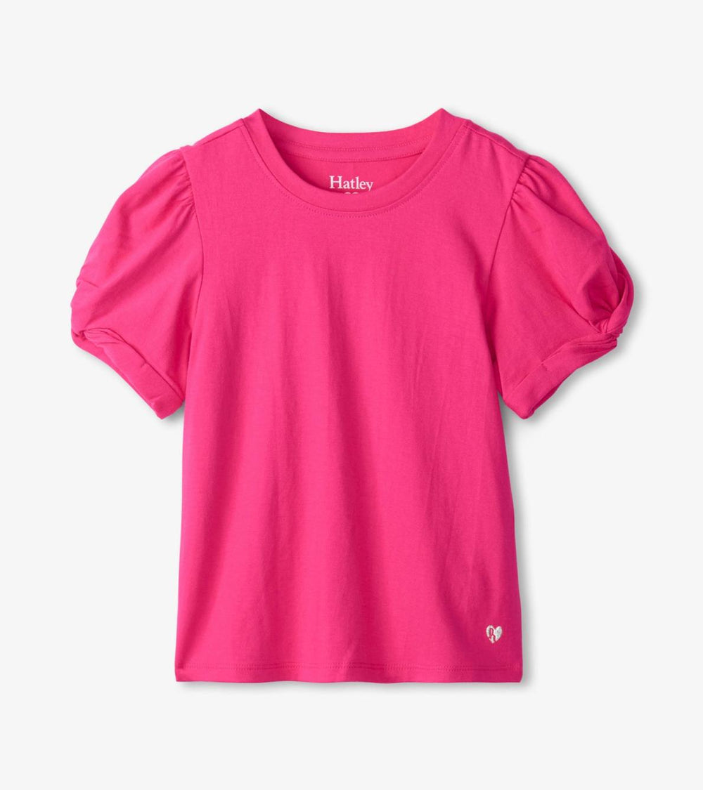 Hatley Tops | Girls Girls Pink Twisted Sleeve Tee