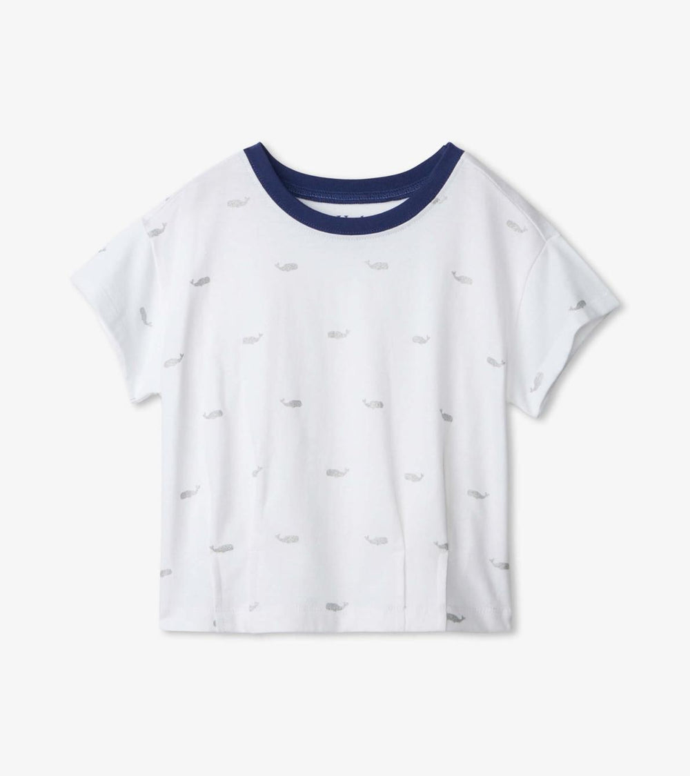 Hatley Tops | Girls Nautical Anchors Pleated Slouchy Tee