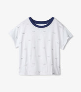 Hatley Tops | Girls Nautical Anchors Pleated Slouchy Tee