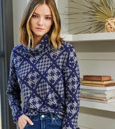 Hatley Tops | Women Funnel Neck Top - Patriot Checks