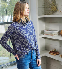 Hatley Tops | Women Funnel Neck Top - Patriot Checks