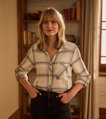 Hatley Tops | Women Lila Button Down - Cream Plaid