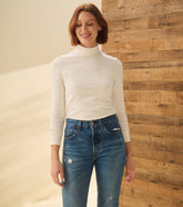 Hatley Tops | Women Mock Neck Top - Cream White