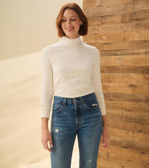 Hatley Tops | Women Mock Neck Top - Cream White