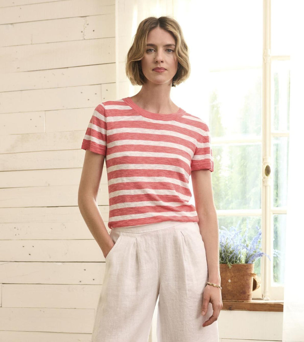 Hatley Tops | Women Simone Knit Tee - Coral Stripes
