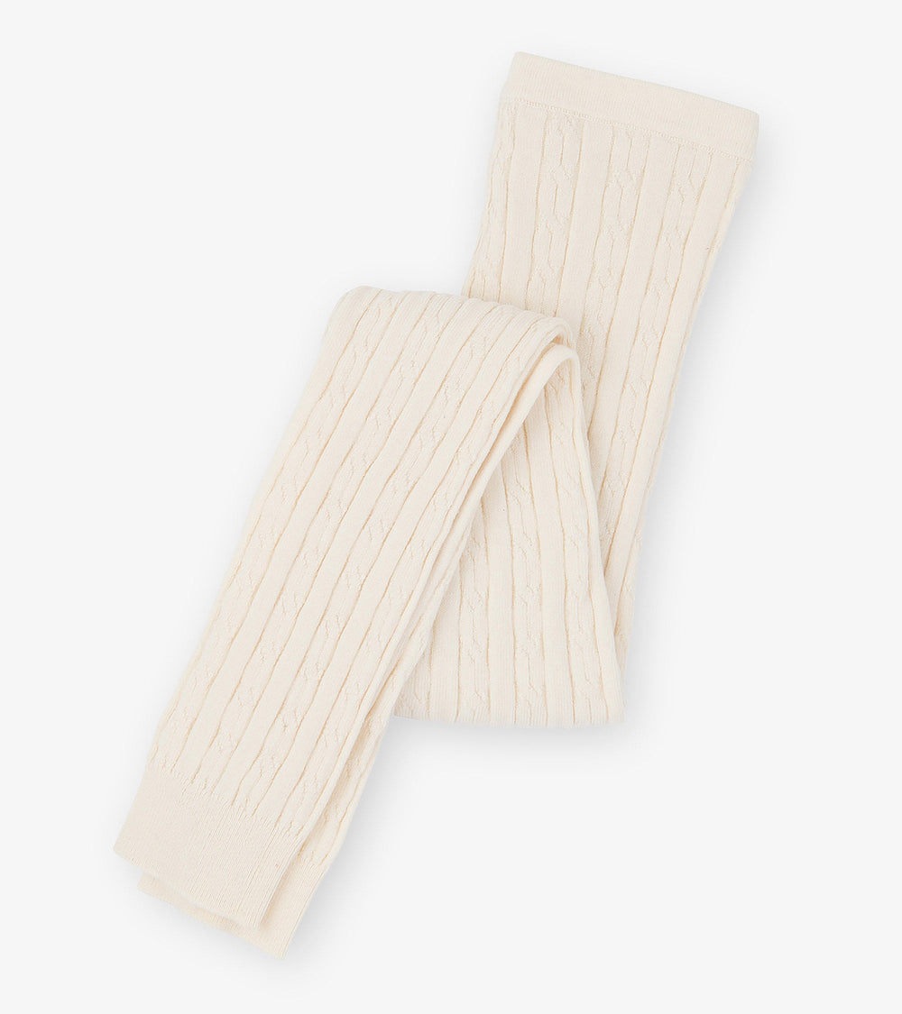 Girls Cream Cable Knit Tights | Hatley