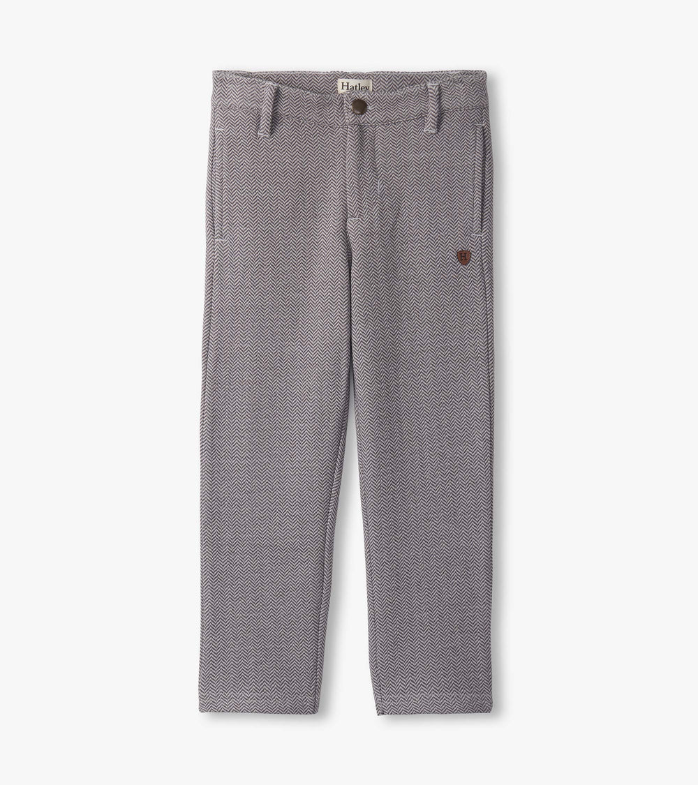 Boys Dark Grey Herringbone Straight Leg Pants | Hatley Discount Boys