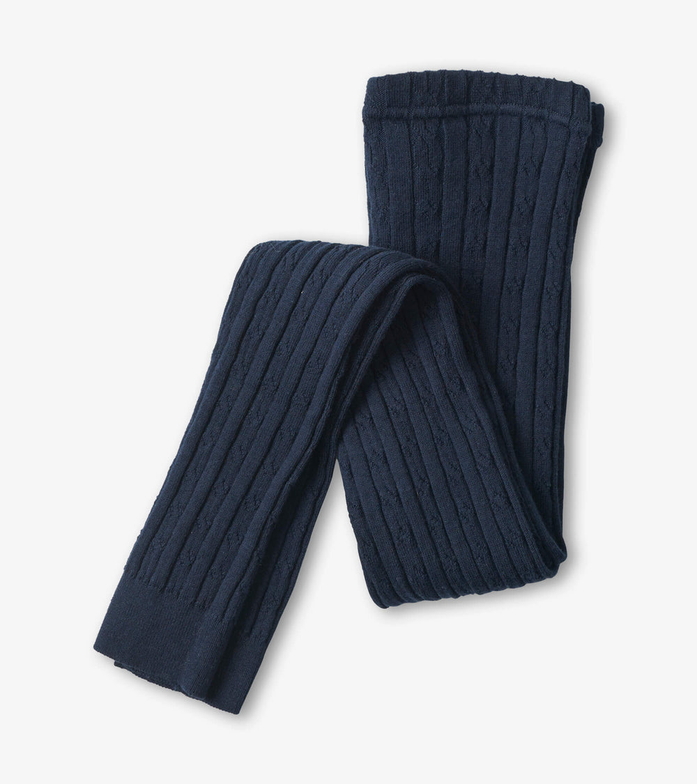 Girls Navy Cable Knit Tights | Hatley For Girls