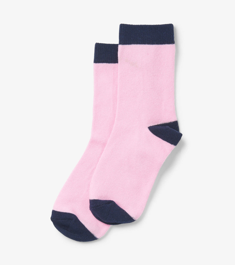 Kids Pink & Navy Crew Socks | Hatley