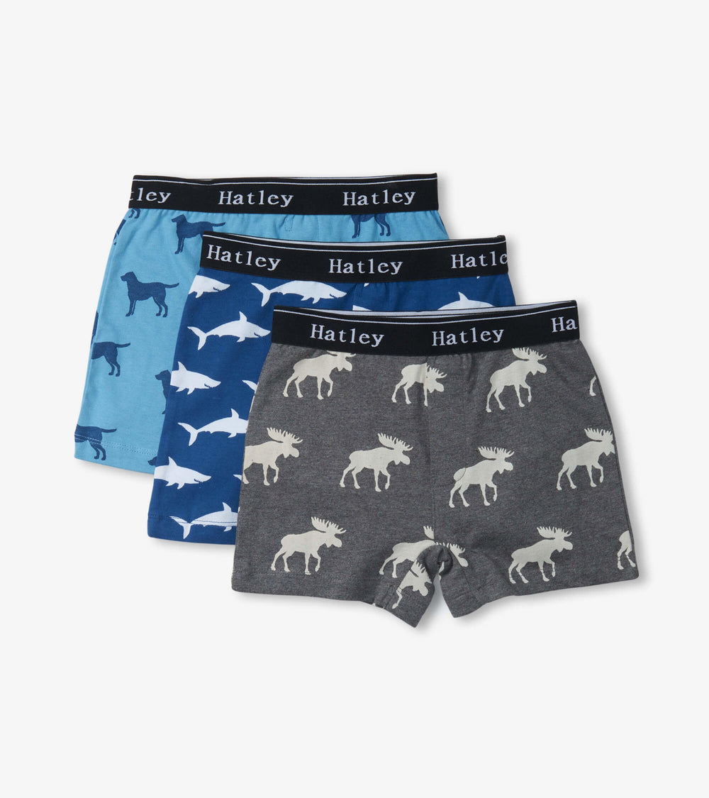 Boys Silhouette Animals 3 Pack Boxer Briefs | Hatley Outlet Boys