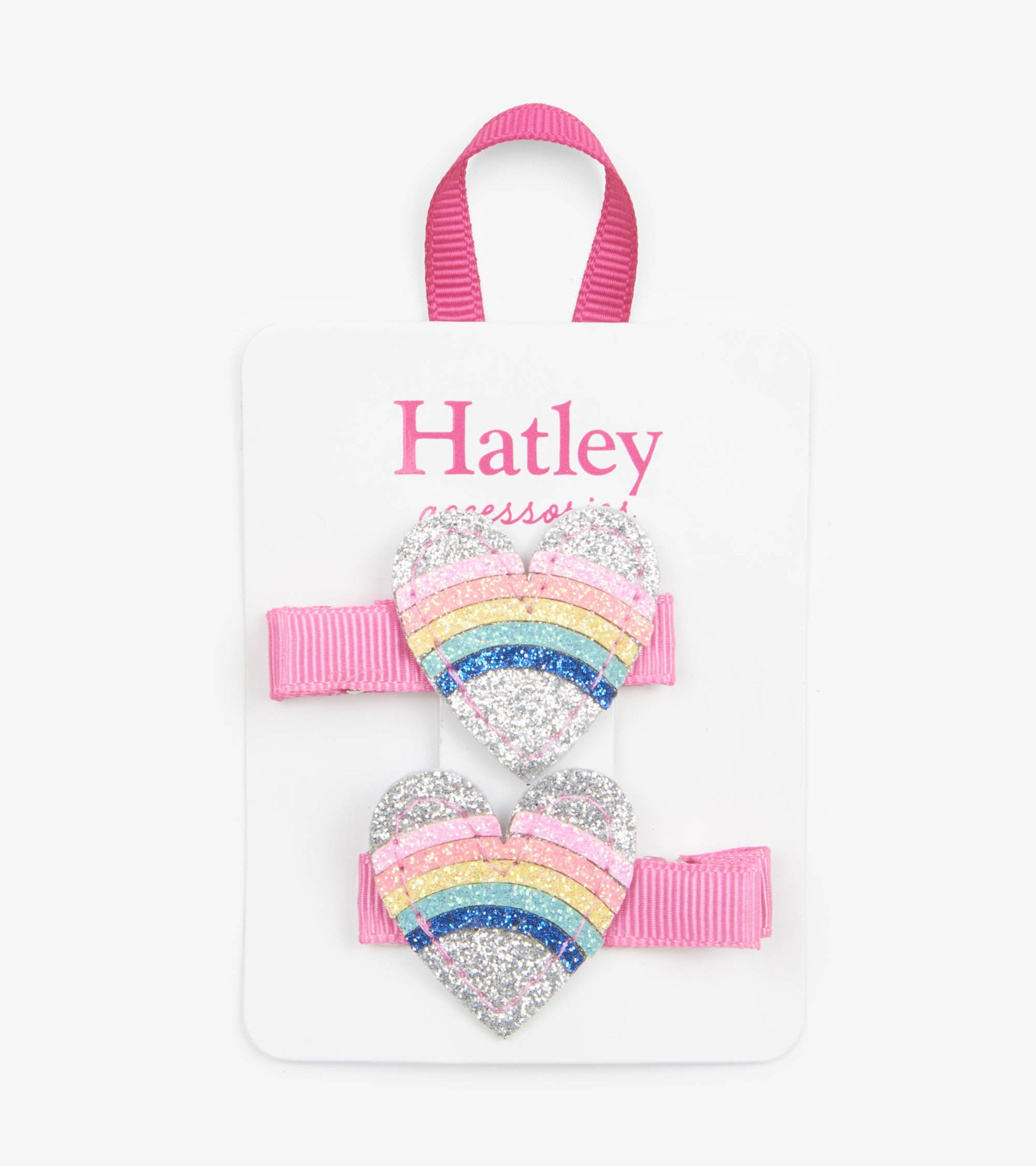 Rainbow Hearts Glitter Hair Clips | Hatley For Girls