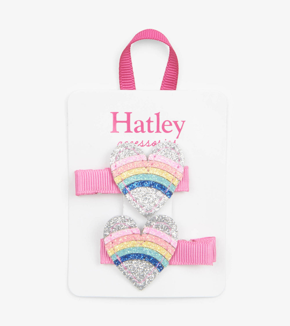 Rainbow Hearts Glitter Hair Clips | Hatley For Girls