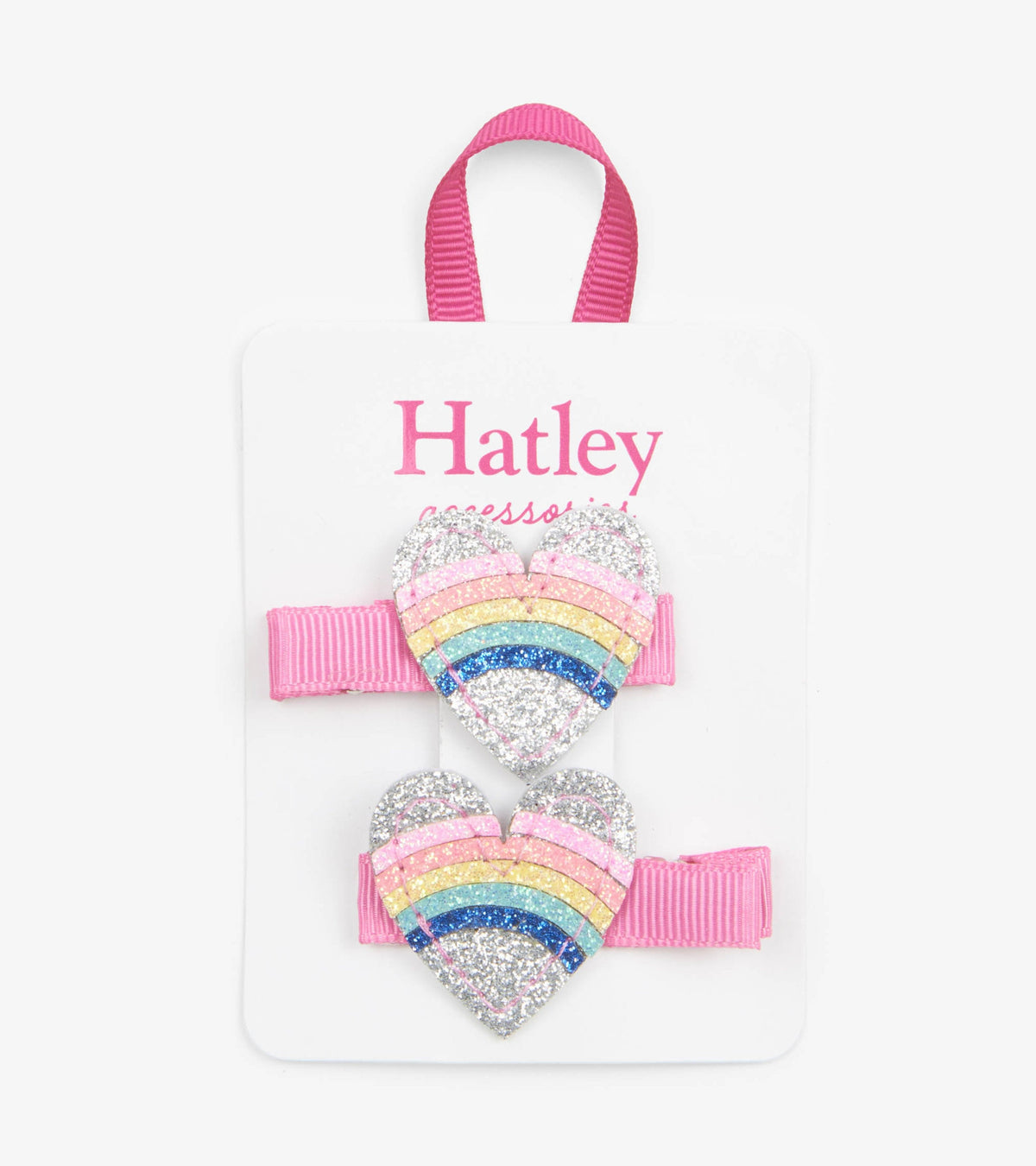 Rainbow Hearts Glitter Hair Clips | Hatley For Girls