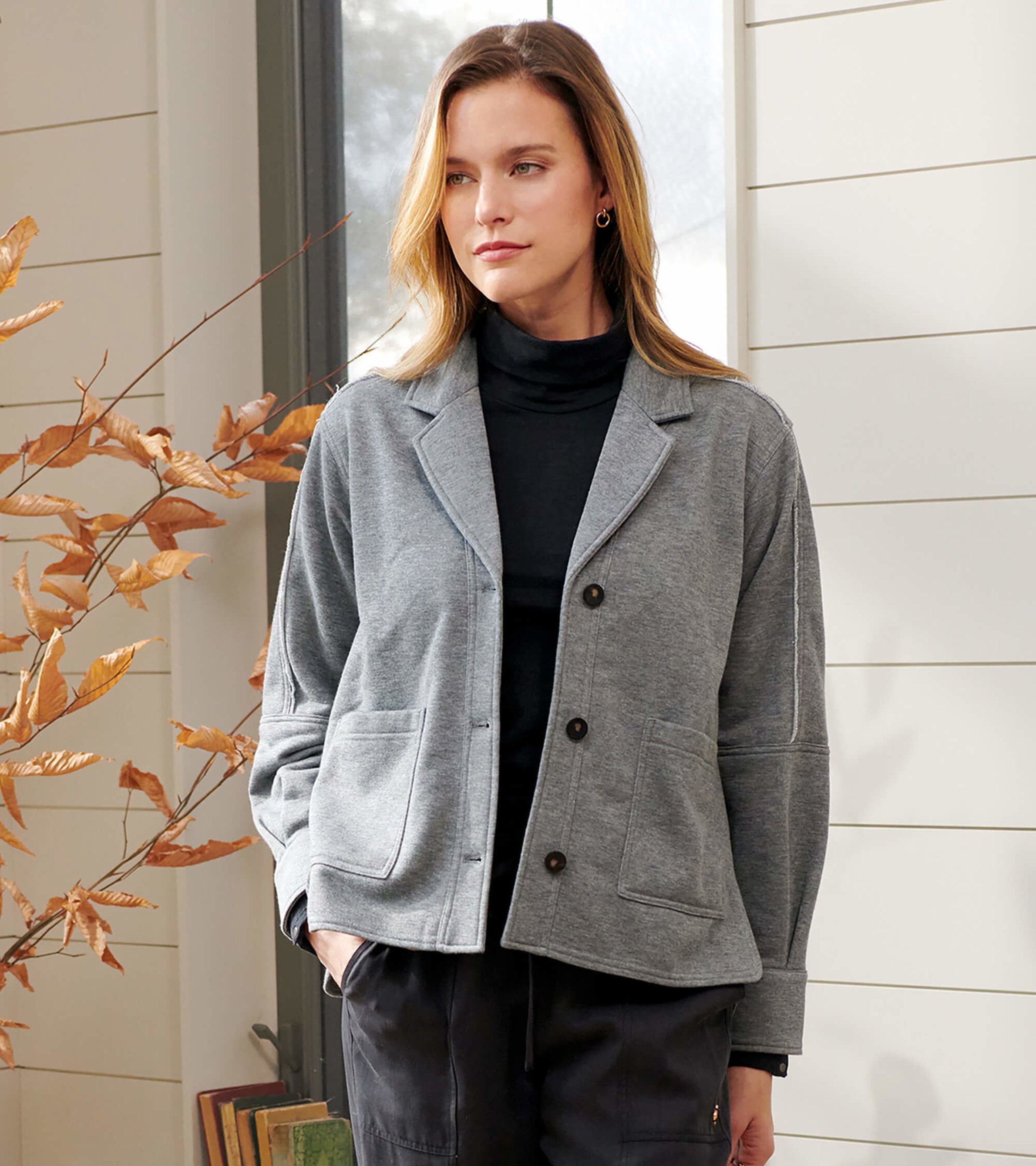 Emily Relaxed Blazer - Charcoal Melange | Hatley Discount Women
