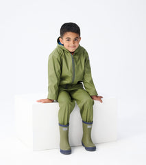Kids Forest Green Matte Rain Boots | Hatley