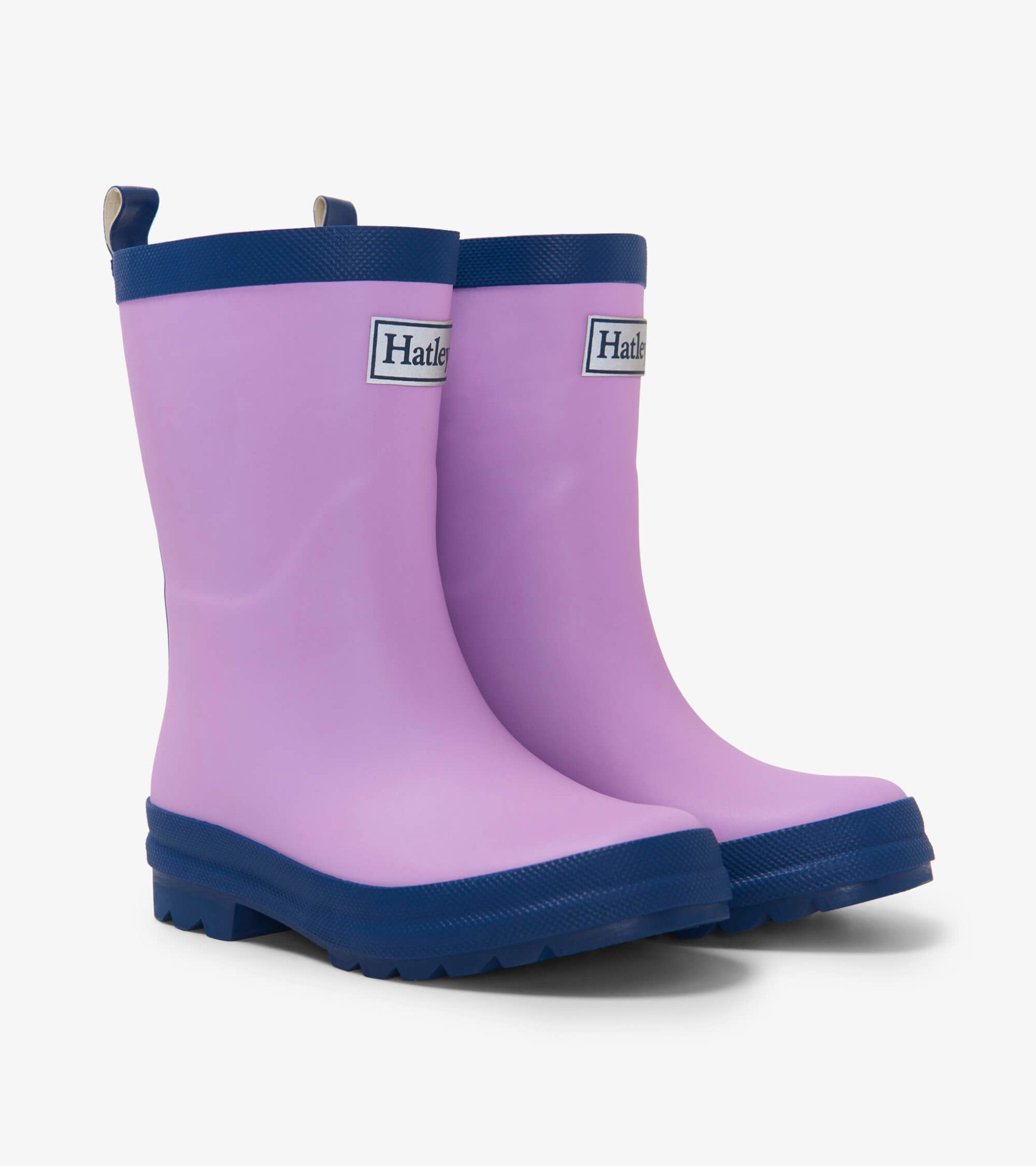 Kids Lilac And Navy Matte Rain Boots | Hatley Girls