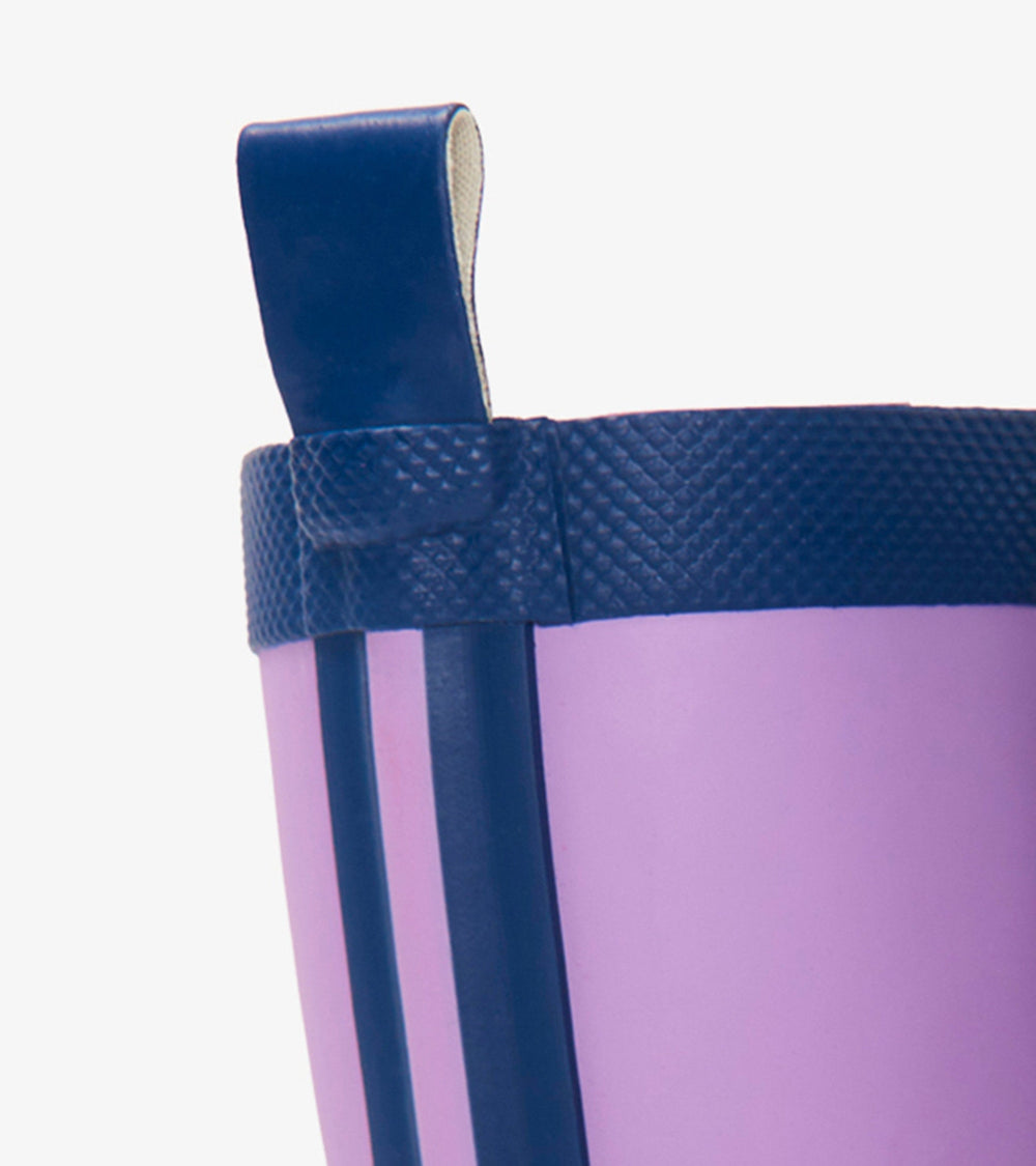 Kids Lilac And Navy Matte Rain Boots | Hatley Girls
