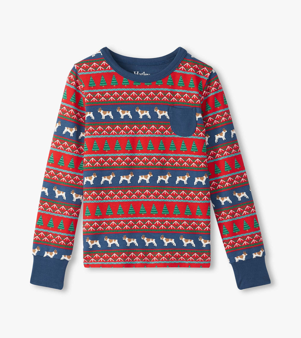 Boys Bulldog Fair Isle Bamboo Pajama Set | Hatley