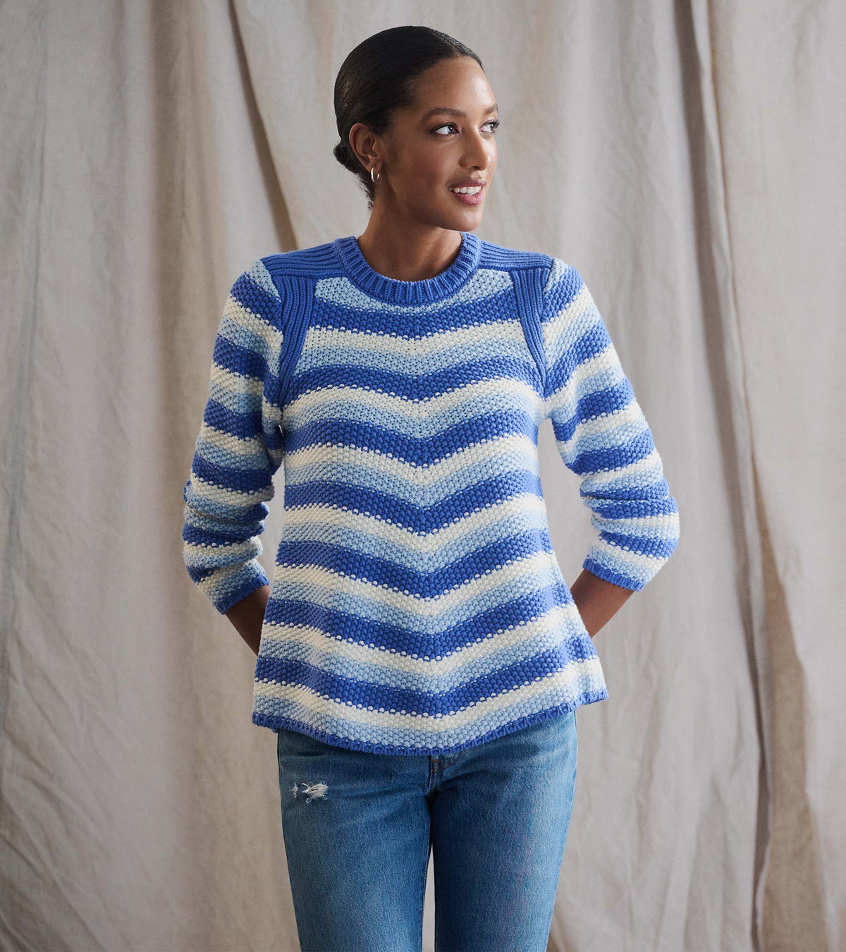 Chevron Swing Sweater - Navy Blue | Hatley US Women